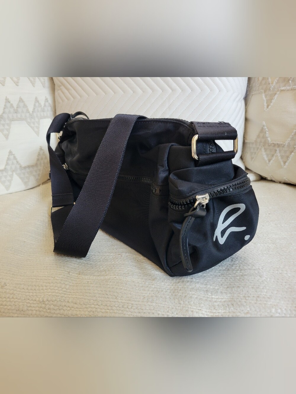 Agnes B VOYAGE Collection Logo Black Crossbody Bag